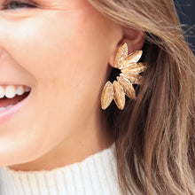 Load image into Gallery viewer, Pierce + Hide Large Textured Gold Wing Earrings