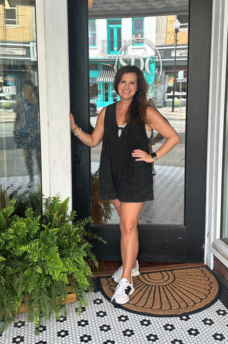 Kendall Pleated Romper - Black