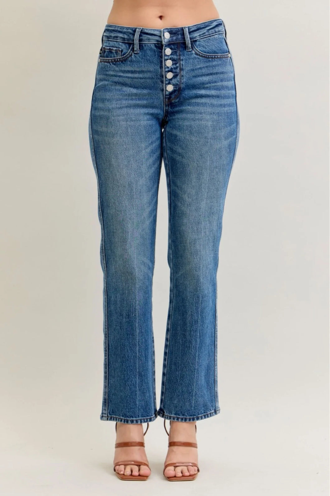 Judy Blue MR Slim Straight Rigid Magic Button-Fly Jean