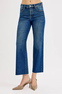 Risen Jeans - Tummy Control Crop Wide w/ Adjustable Waistband (raw Hem)