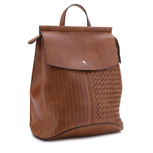 Stitched Convertible Backpack - Leather Brown