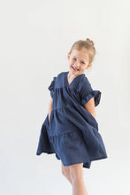 Load image into Gallery viewer, Tiered Ruffle Sleeve Girl&#39;s Dress - Navy