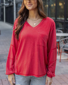 Grace & Lace Dolman Sleeve Boho V-Neck Top - Poppy