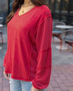 Grace & Lace Dolman Sleeve Boho V-Neck Top - Poppy