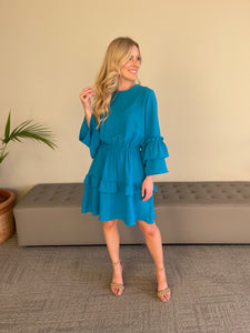 Livvy Ruffle Dress - Bright Blue