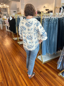 Bri Vintage Print Top - Blue *Regular & Curvy*