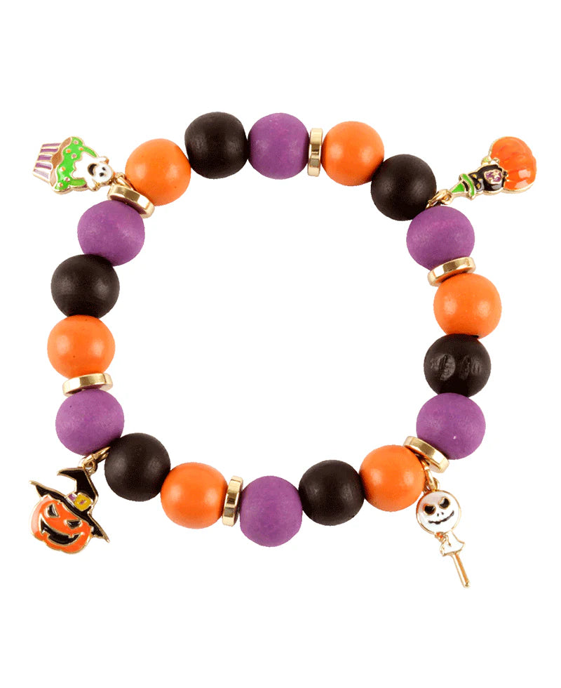 Halloween Beaded Wooden Bracelet