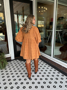 Sweet As Pie Eyelet Dress - Camel