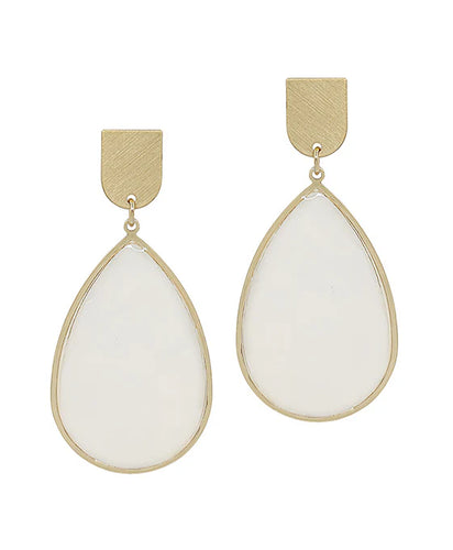 Gold Mother of Pearl Teardrop Earrings