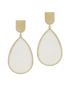 Gold Mother of Pearl Teardrop Earrings