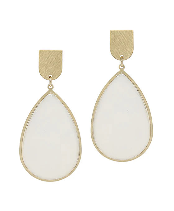 Gold Mother of Pearl Teardrop Earrings