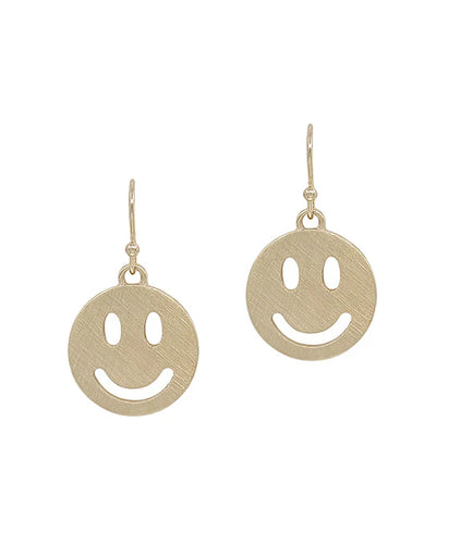 Gold Smile Charm Dangle Earrings