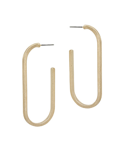 Brushed Gold Oval Hoop Earrings
