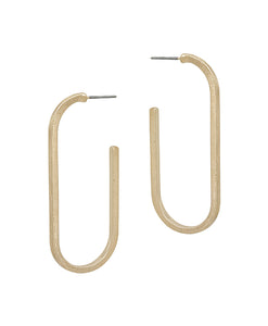 Brushed Gold Oval Hoop Earrings