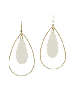 Gold & White Teardrop Earrings