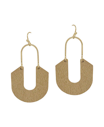 Gold Geo Shaped Wooden Earrings