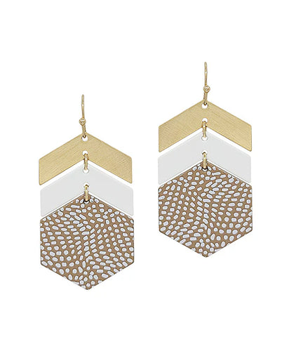 Gold Fawn Hexagon Earrings