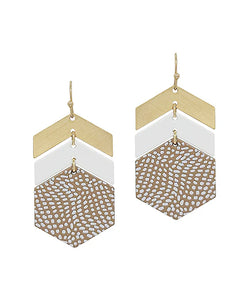 Gold Fawn Hexagon Earrings