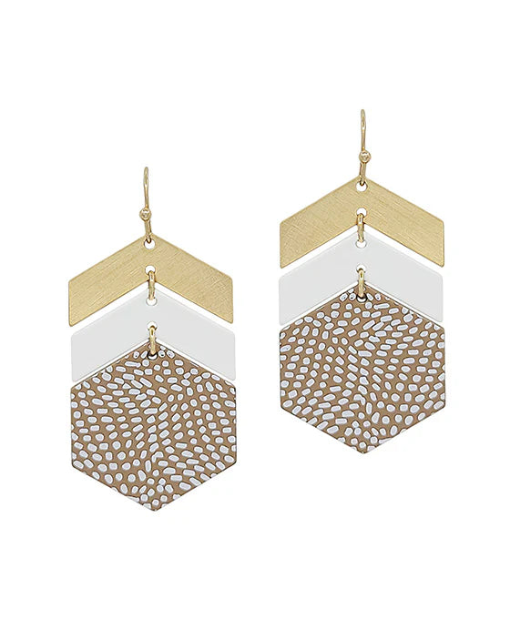 Gold Fawn Hexagon Earrings