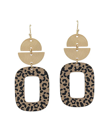 Gold Geo Leopard Earrings