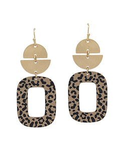 Gold Geo Leopard Earrings
