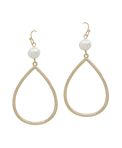 Gold Fresh Water Pearl Dangle Teardrop Earrings