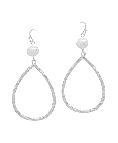 Silver Fresh Water Pearl Dangle Teardrop Earrings