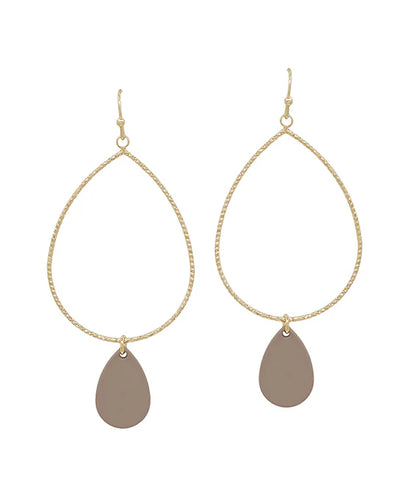 Gold Beaded Teardrop Charm Earrings