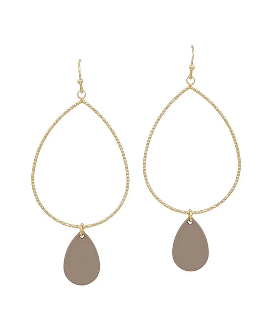 Gold Beaded Teardrop Charm Earrings