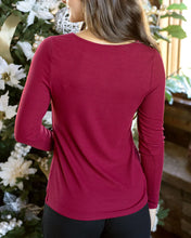 Load image into Gallery viewer, Grace &amp; Lace Long Sleeve Henley Tee - Vintage Red