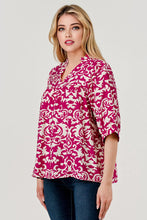 Load image into Gallery viewer, Devon V-Neck Top - Magenta Print *Regular &amp; Curvy*