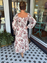 Load image into Gallery viewer, Annie Floral Smocked Tiered Midi Dress - Taupe