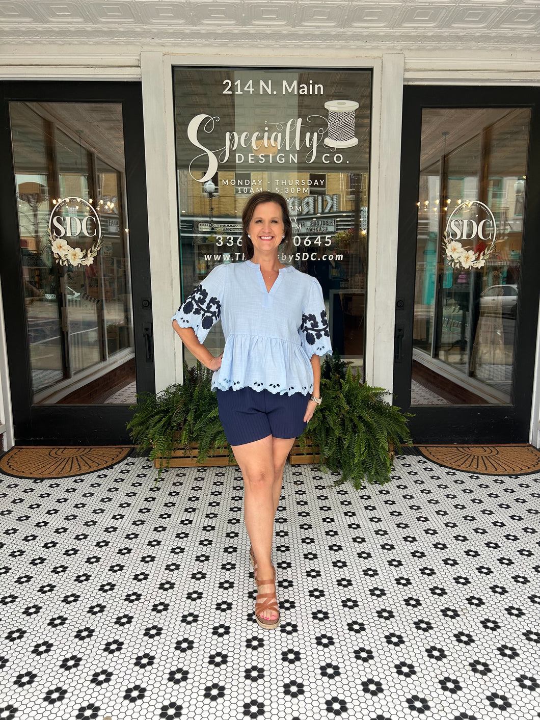 Charlotte Peplum Top - Light Blue
