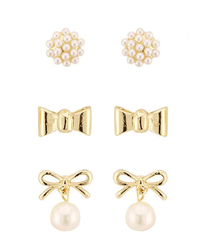 Gold & Pearl Earring Set