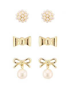 Gold & Pearl Earring Set