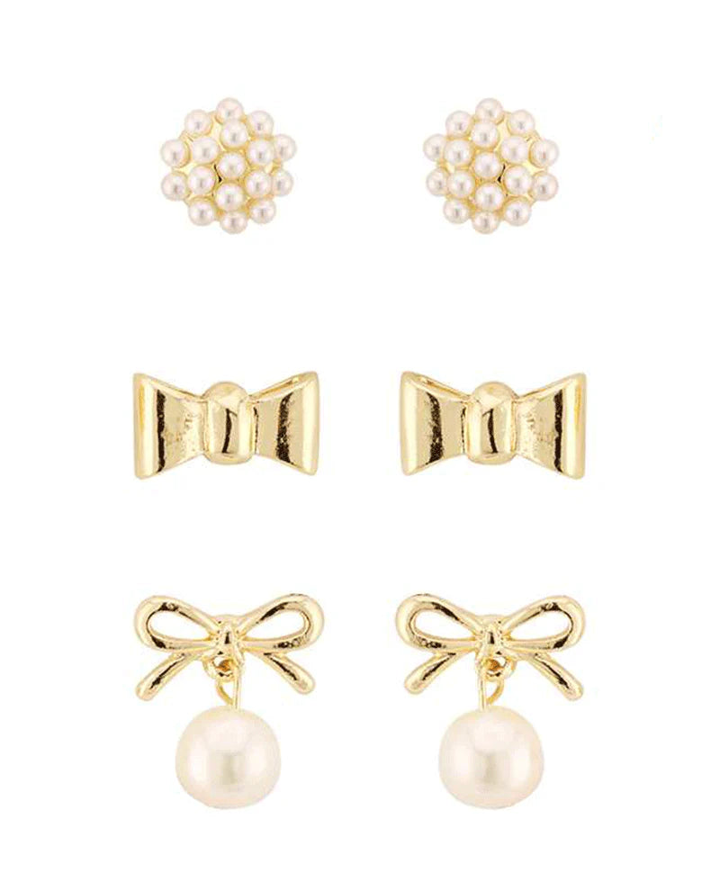 Gold & Pearl Earring Set