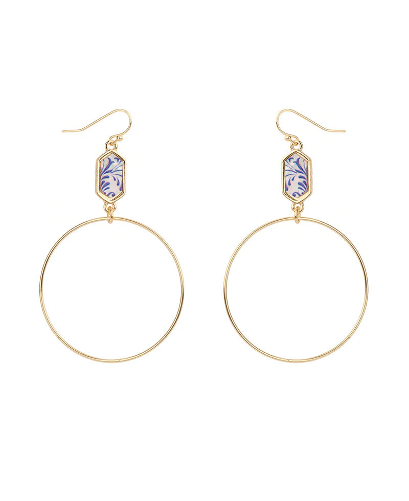 Gold Epoxy Charm Dangle Earrings