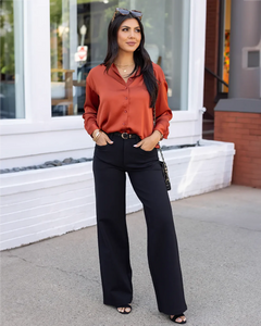 Grace & Lace Fab Fit Wide Leg Work Pant - Black