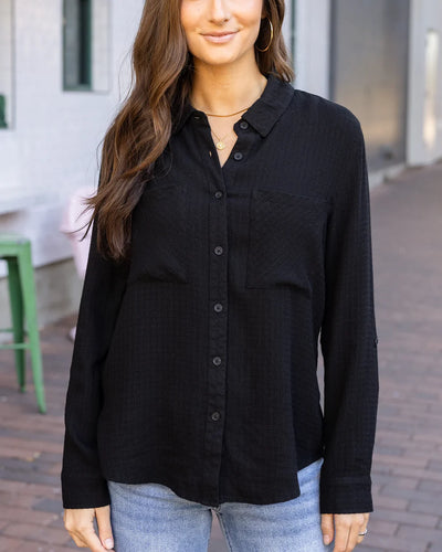 Grace & Lace Favorite Button Up Top - Black
