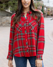 Load image into Gallery viewer, Grace &amp; Lace Favorite Button Up Top - Christmas Plaid