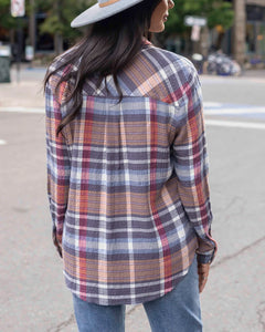 Grace & Lace Favorite Button Up Top - Navy Plaid