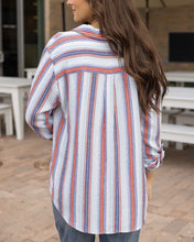 Load image into Gallery viewer, Grace &amp; Lace Favorite Button Up Top - Red/Blue Striped