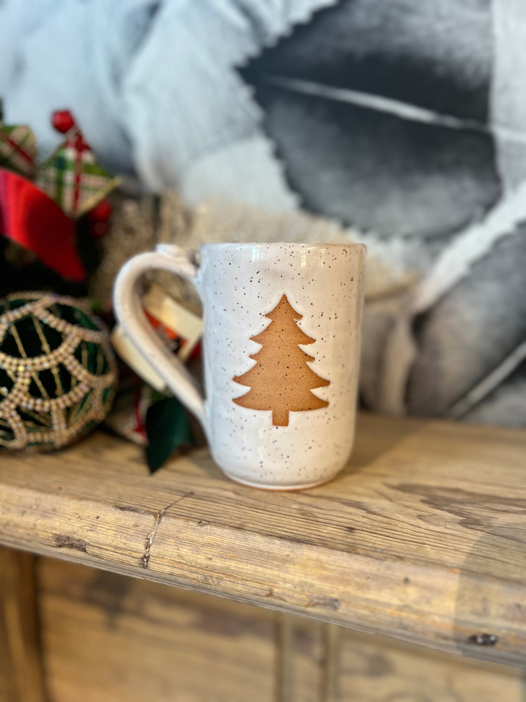 Missions Pottery Mug - White Christmas Tree