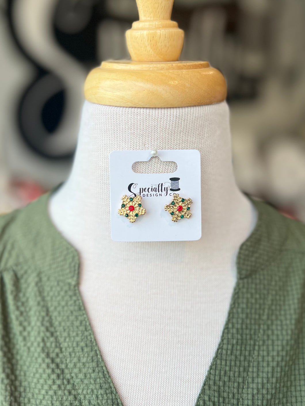 Gold Snowflake Stud Earrings