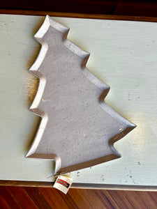 Missions Pottery Christmas Tree Platter - White