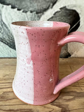 Load image into Gallery viewer, Missions Pottery Hour Glass Mug - Pink &amp; White