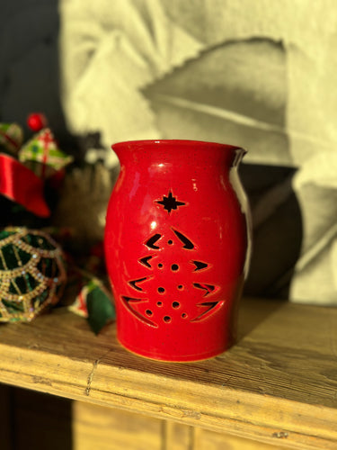 Missions Pottery Christmas Tree Pot - Bright Red