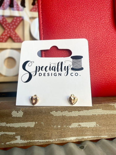 Gold Heart Lock Stud Earrings