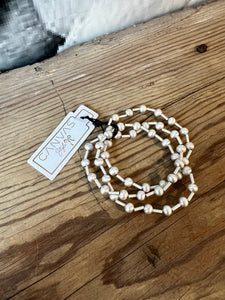 Canvas Talyah Satin Beaded Stretch Bracelet Set in Silver