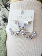 Load image into Gallery viewer, Chinoiserie Pearl &amp; Bow Hoop Earrings